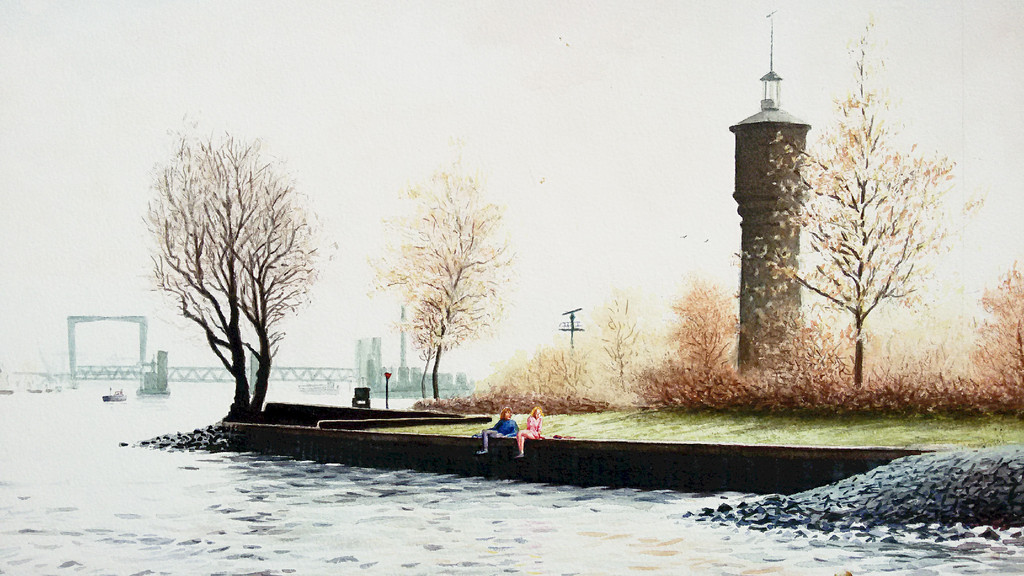 Gezicht op Dordrecht, aquarel (gemonteerd, groot) kopen? Bied vanaf 1!