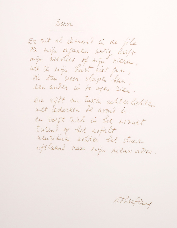 Vincent van Ojen: Houtsnede + Ed Leeflang: Gedicht, Donor kopen? Bied vanaf 40!