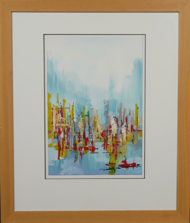 Diederik van Leeuwen: Acryl op papier, Zonder titel - Ingelijst kopen? Bied vanaf 35!