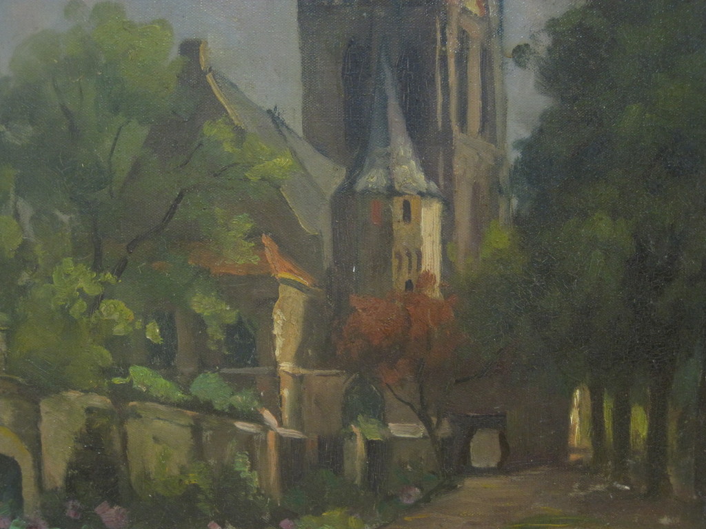 Marinus Zwart (1882-1970) "Oude Kerk Delft" olieverf 1930 gesigneerd  kopen? Bied vanaf 1!