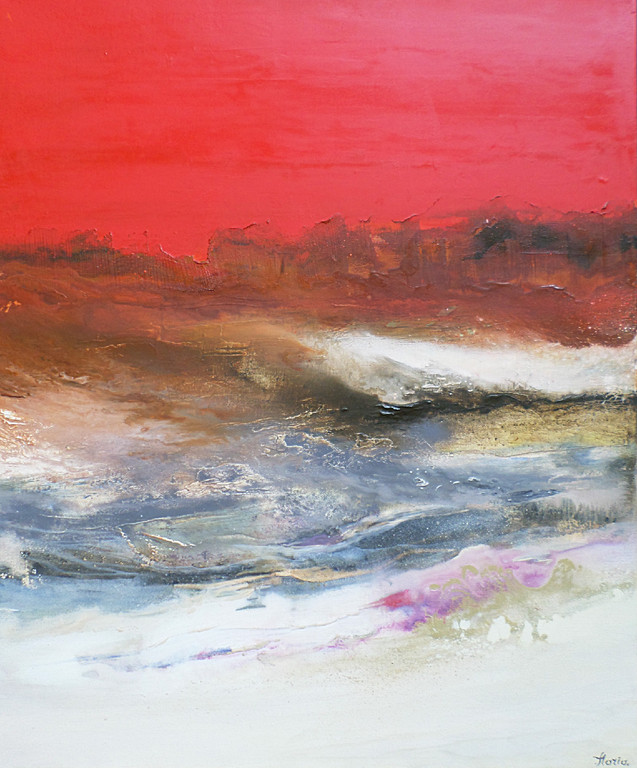 Christian Florio - Abstract, olieverf op doek (mooi ingelijst) verkocht voor € 365!
