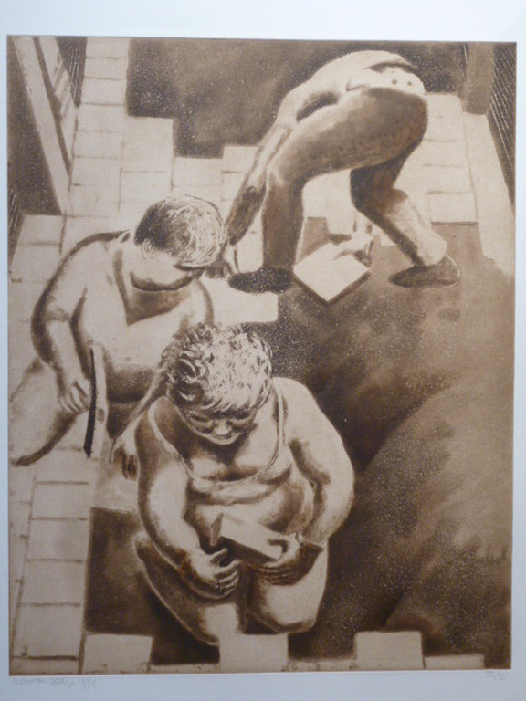 Herman Gordijn - ets/aquatint - Stratenmakers verkocht voor € 125!