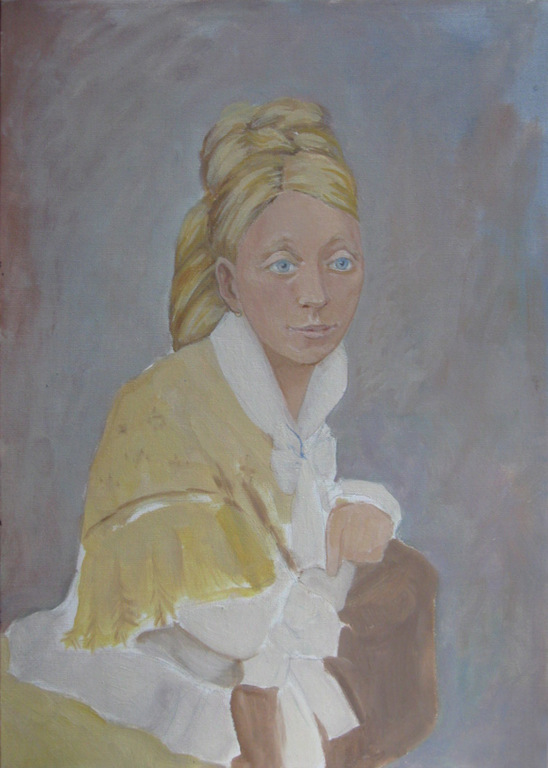 Portret van jonge vrouw - olieverf op schildersboard - Irene Joffroy kopen? Bied vanaf 1!