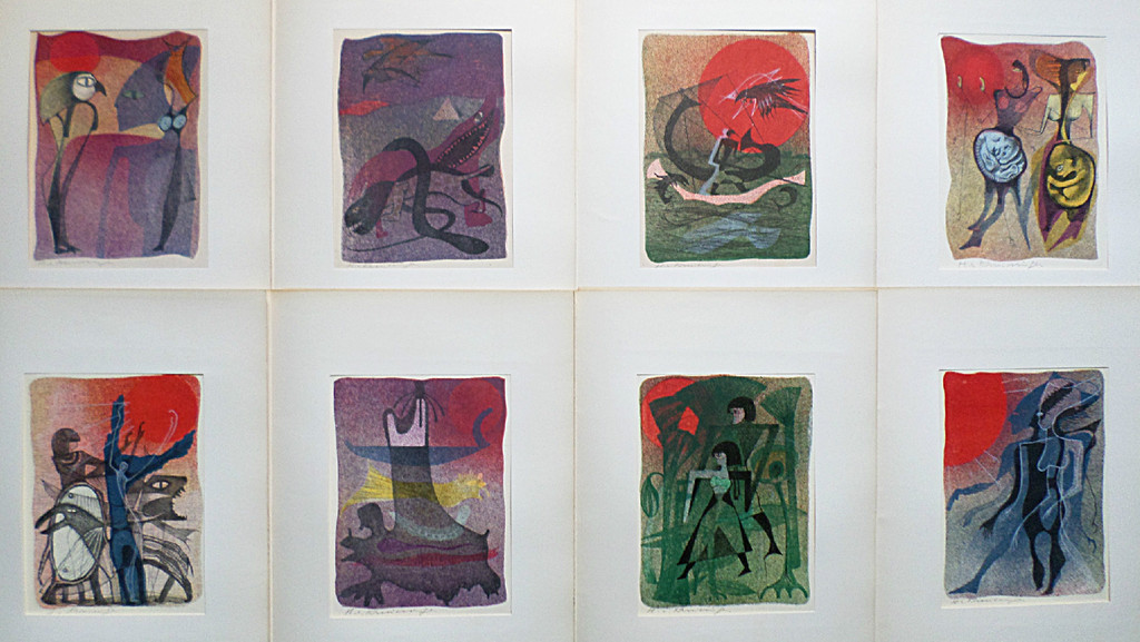 Harry van Kruiningen – Acht kleurenlitho’s bij het Zonnelied van Achnaton kopen? Bied vanaf 275!
