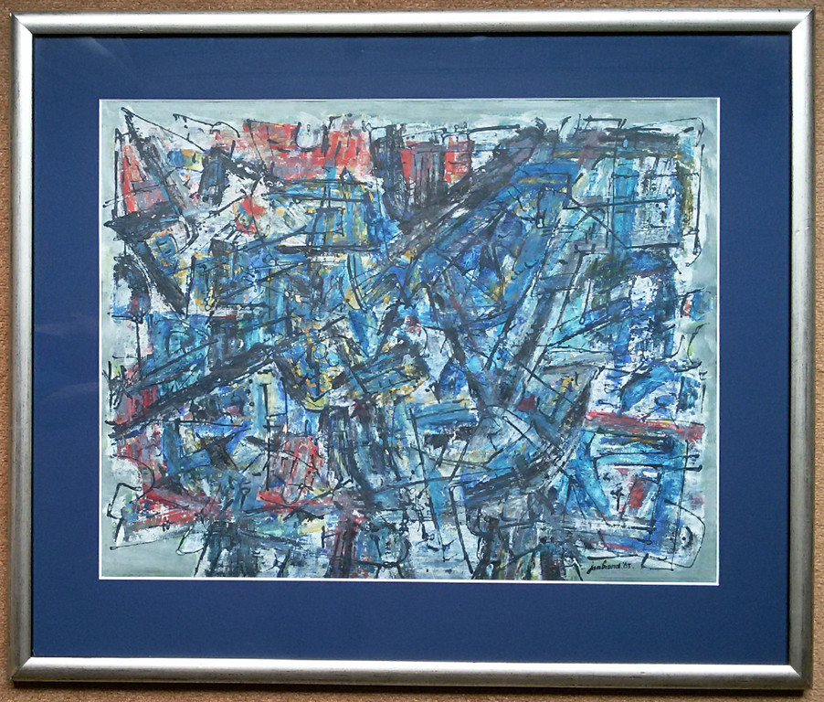 Jan Brand - Abstract (1963), gouache (prachtig ingelijst) kopen? Bied vanaf 210!