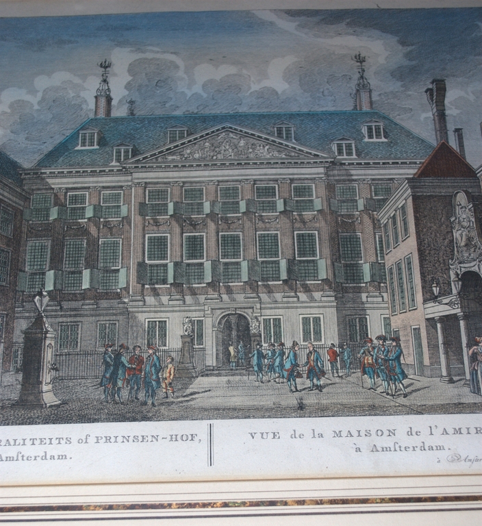 Amsterdam: Gezicht van het Admiraliteits of Prinsenhof -ingekleurde ets -1770/80 kopen? Bied vanaf 50!