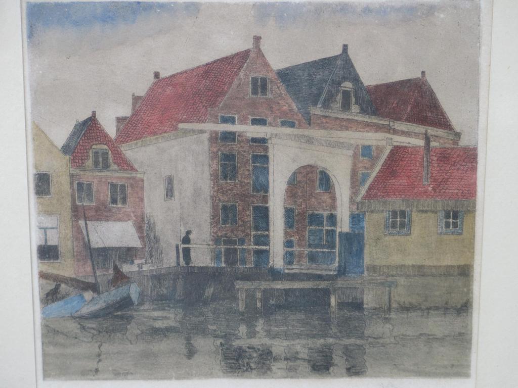 Bart Peizel, Kleurets, Stadsgezicht met ophaalbrug verkocht voor € 50!
