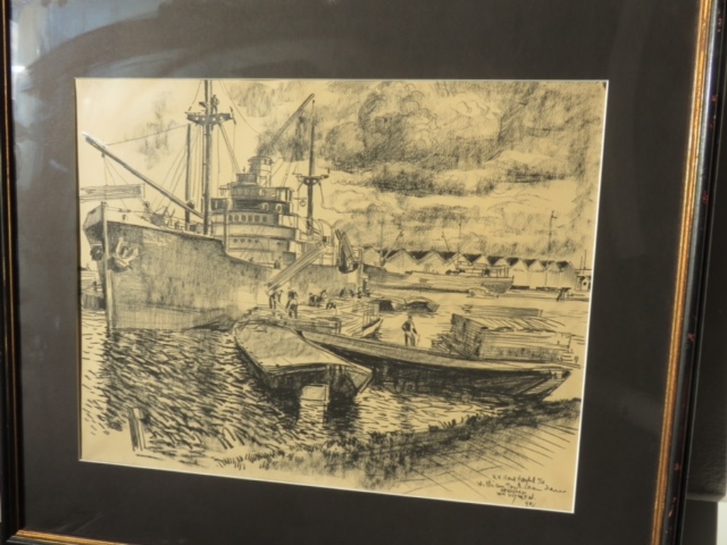 Bernard van Vlijmen: Originele potloodtekening - Houthandel W. Pont - 1948 verkocht voor € 50!