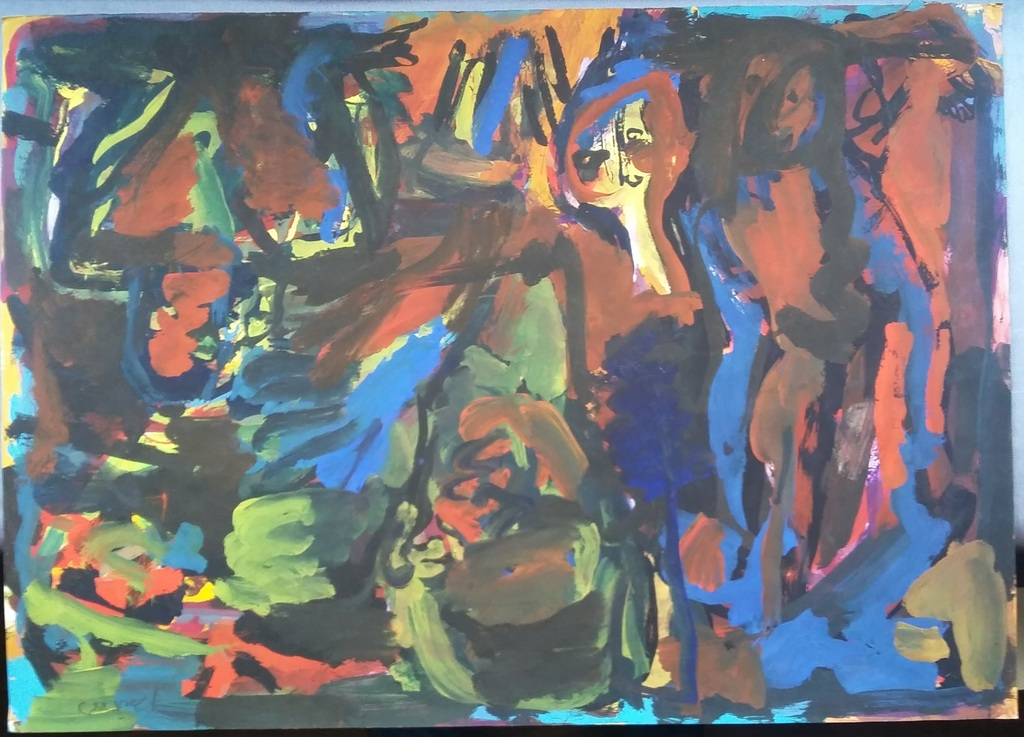 Piet Vos - acrylverf op papier verkocht voor € 40!