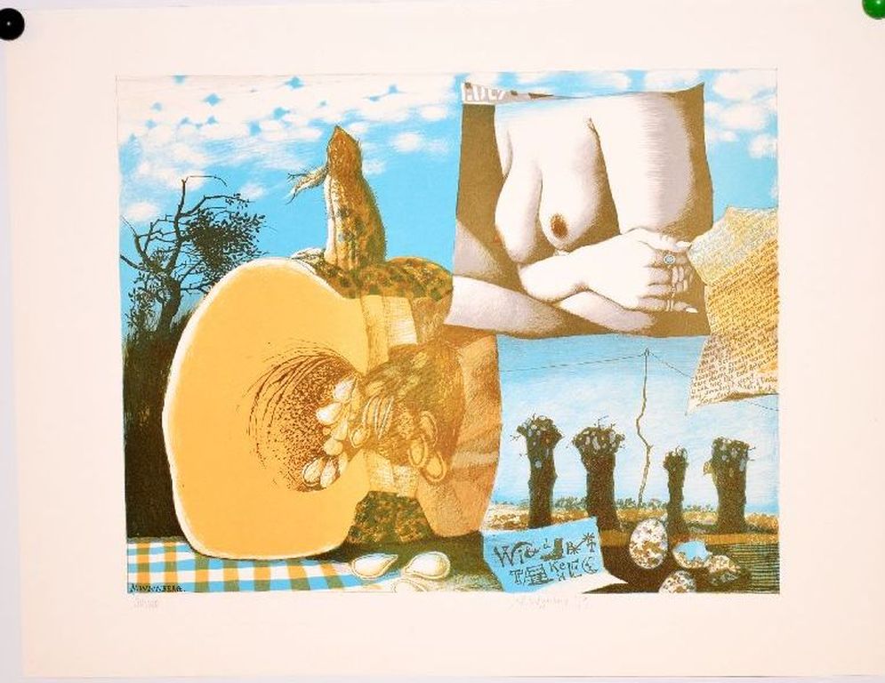 Nicolaas Wijnberg: Kleurenlitho. Pompoen verkocht voor € 135!