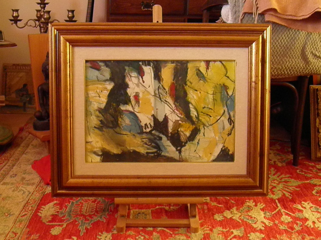 onbekende kunstenaar, onduidelijk gesigneerd, gouache achter glas ZT kopen? Bied vanaf 45!