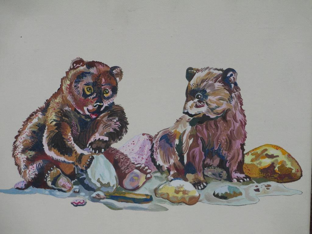 Marliz Frencken, Twee Beertjes, Olieverf/doek 1989 verkocht voor € 145!