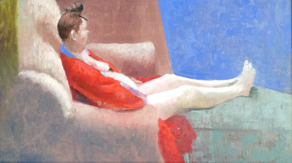 Sebastiaan Haykens. Olieverfschilderij, Rode kimono kopen? Bied vanaf 125!
