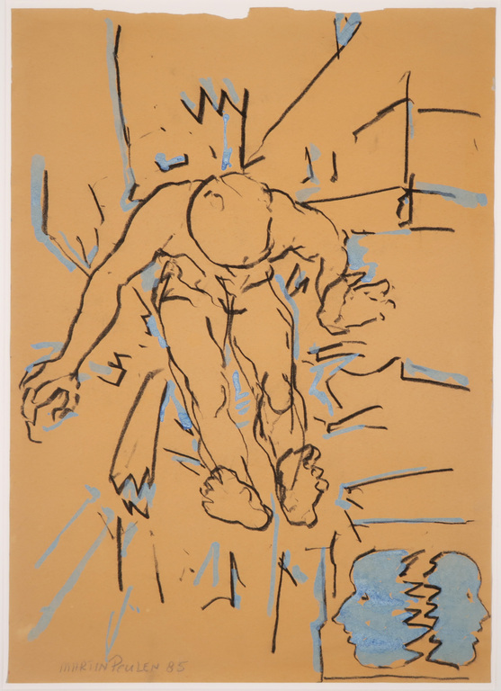 Martin Peulen: Acryl en houtskool op papier, Zonder titel verkocht voor € 35!