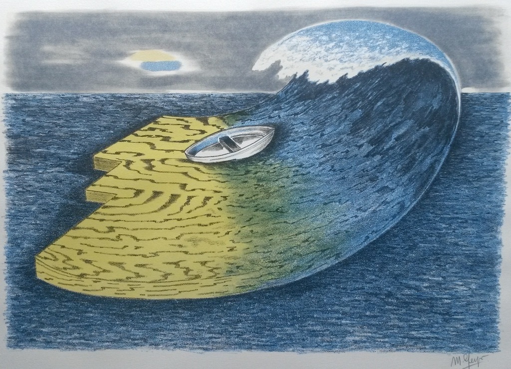 Mareike Geys, litho, Zeegezicht verkocht voor € 40!