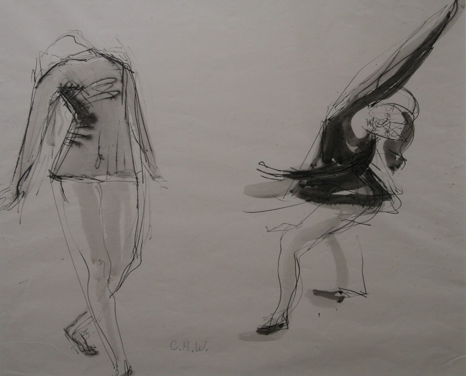 Constance Wibaut - Inkt en Aquarel - Danseres - gesigneerd met monogram kopen? Bied vanaf 45!