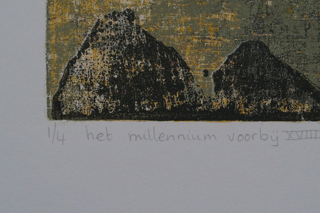 Onbekende kunstenaar - twee zeefdrukken - het millenium voorbij - 2000 kopen? Bied vanaf 15!
