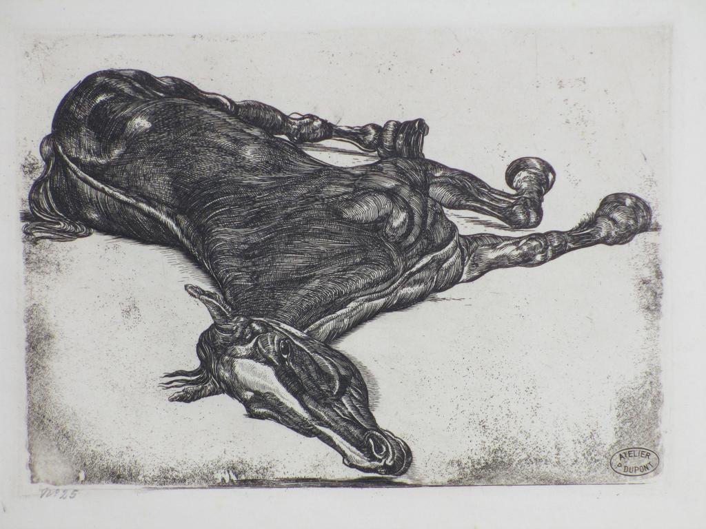 Pieter Dupont, Het doode paard, Ets op koper verkocht voor € 115!