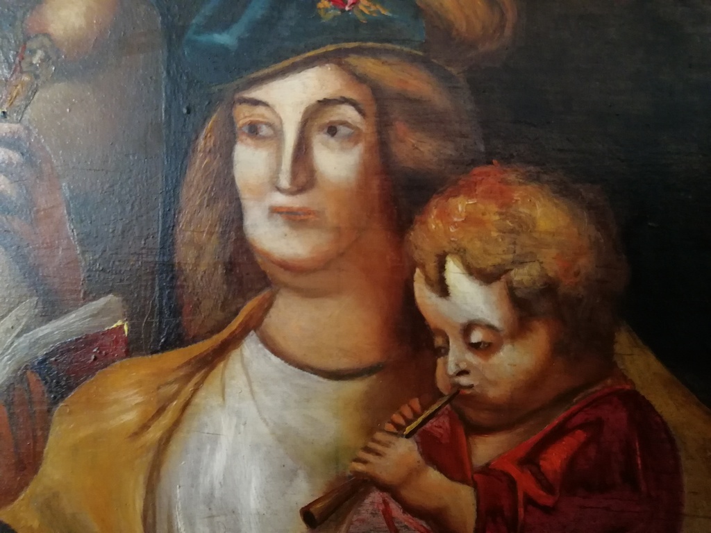 onbekend kunstenaar - olieverf op eiken paneel - familie samen zijn kopen? Bied vanaf 1!