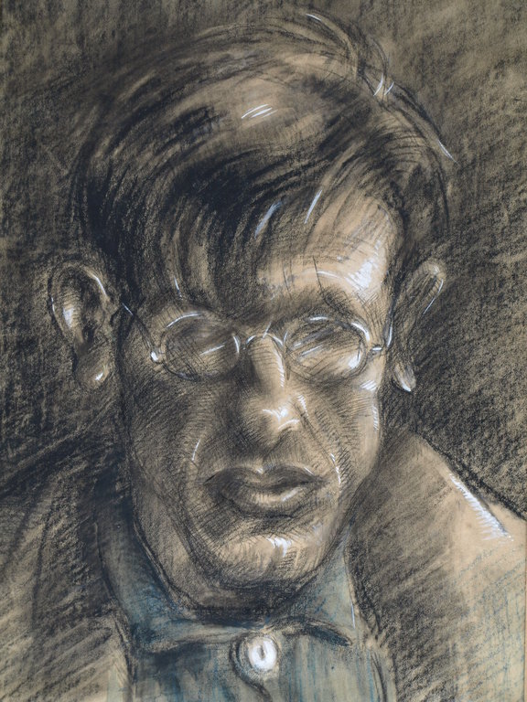 Onbekend : Tekening , Man met flaporen en bril – ca 1920 - Elias Smalhout kopen? Bied vanaf 1!