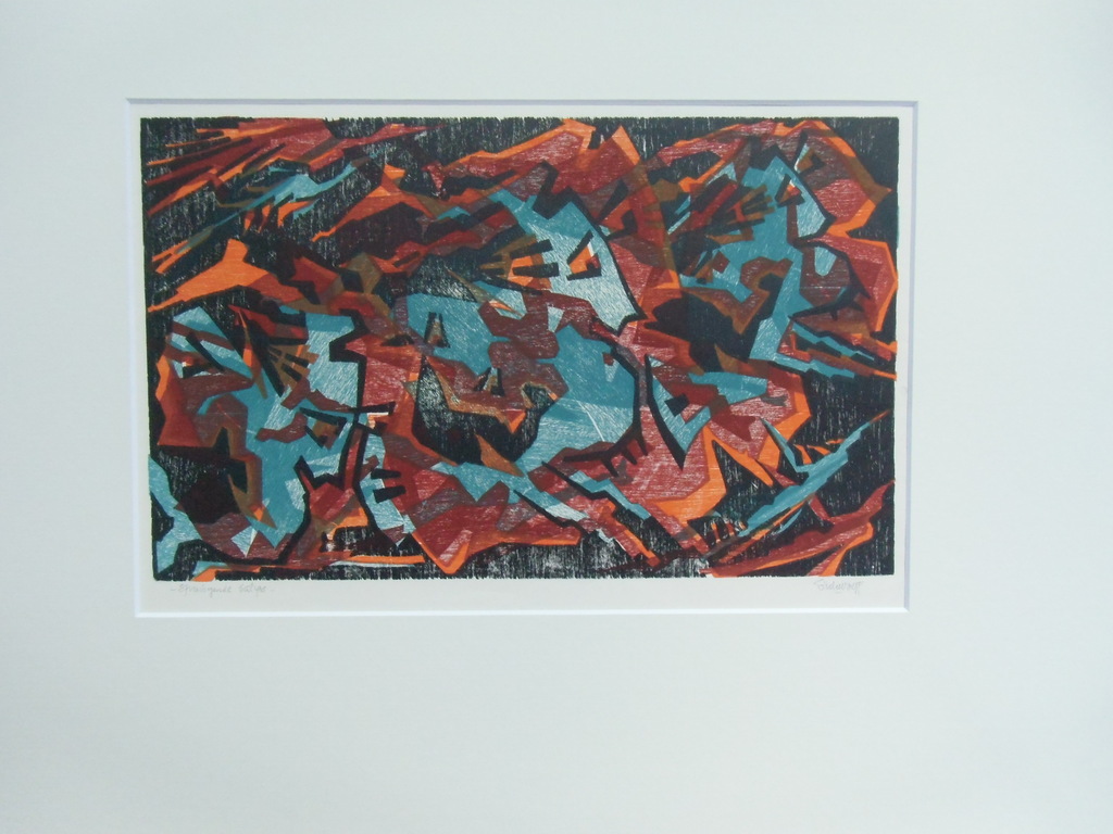 SPRINGENDE SATYRS  //  KLEURENHOUTSNEDE VAN COR DE WOLFF verkocht voor € 40!