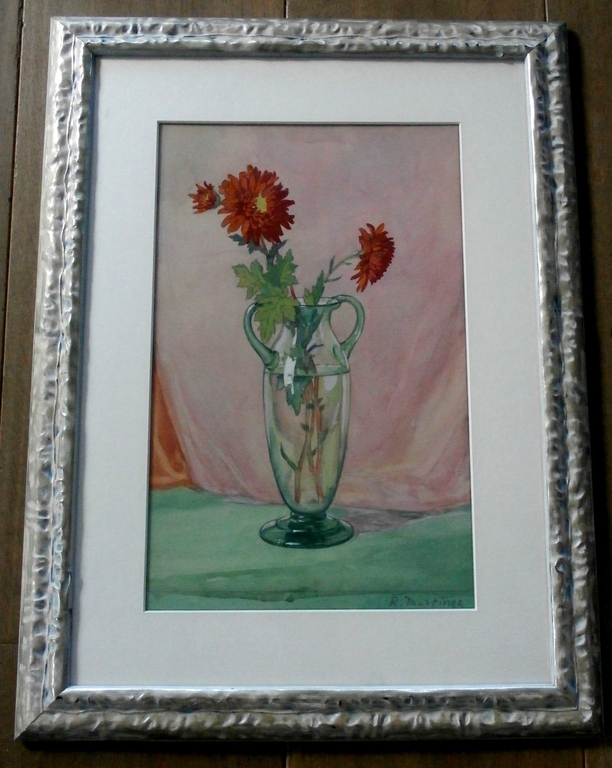 Raoul Martinez - ingelijste aquarel: Bloemen in vaas kopen? Bied vanaf 249!