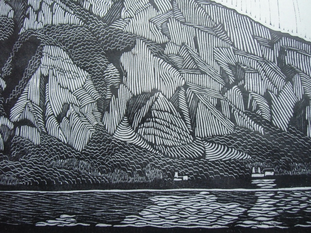 BERGLANDSCHAP // HOUTSNEDE VAN REYER STOLK kopen? Bied vanaf 70!