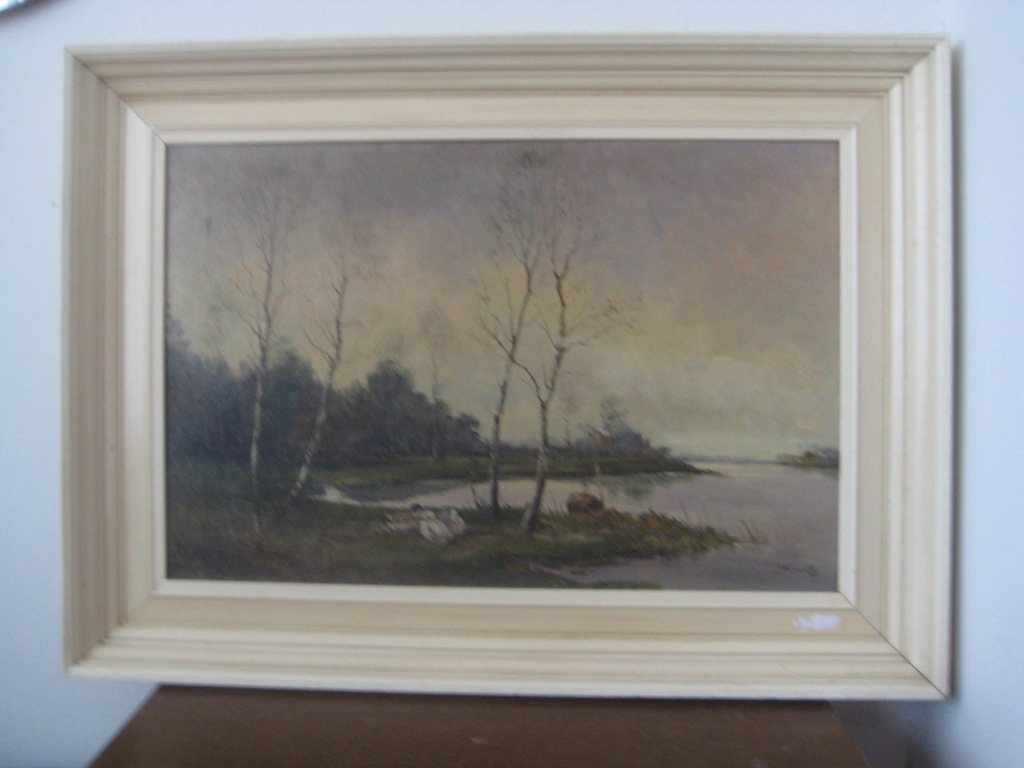 J.P.C. van Os, olieverf op doek, eenden bij de vijver verkocht voor € 45!