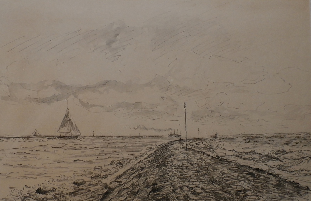 Willem Jans Dijk - tekening: Enkhuizen Krabbengat... verkocht voor € 65!
