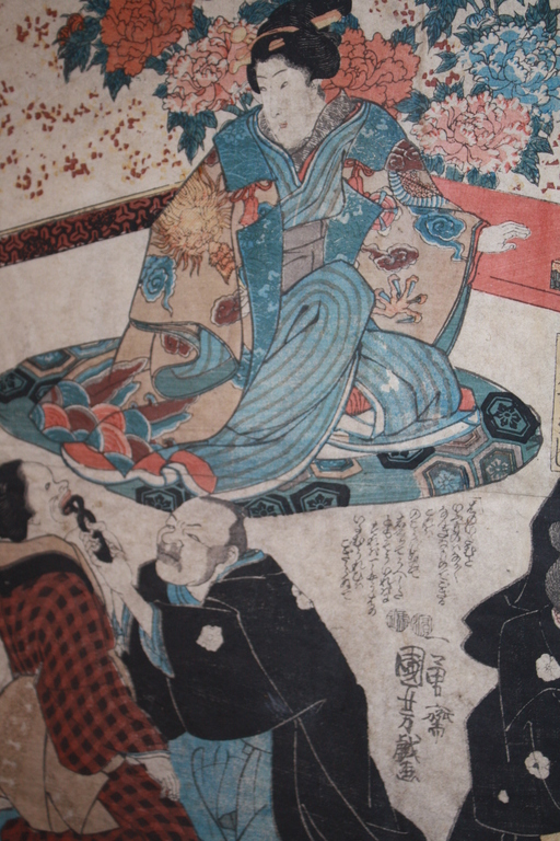 JAPANSE HOUTSNEDE van GROTE MEESTER KUNIYOSHI 1797-1861 verkocht voor € 115!