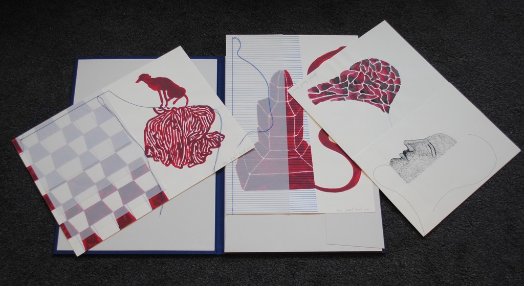 Joseph Semah: map 'Corridors' 2001: orginele inkttekening, 2x zeefdruk+gedicht verkocht voor € 375!