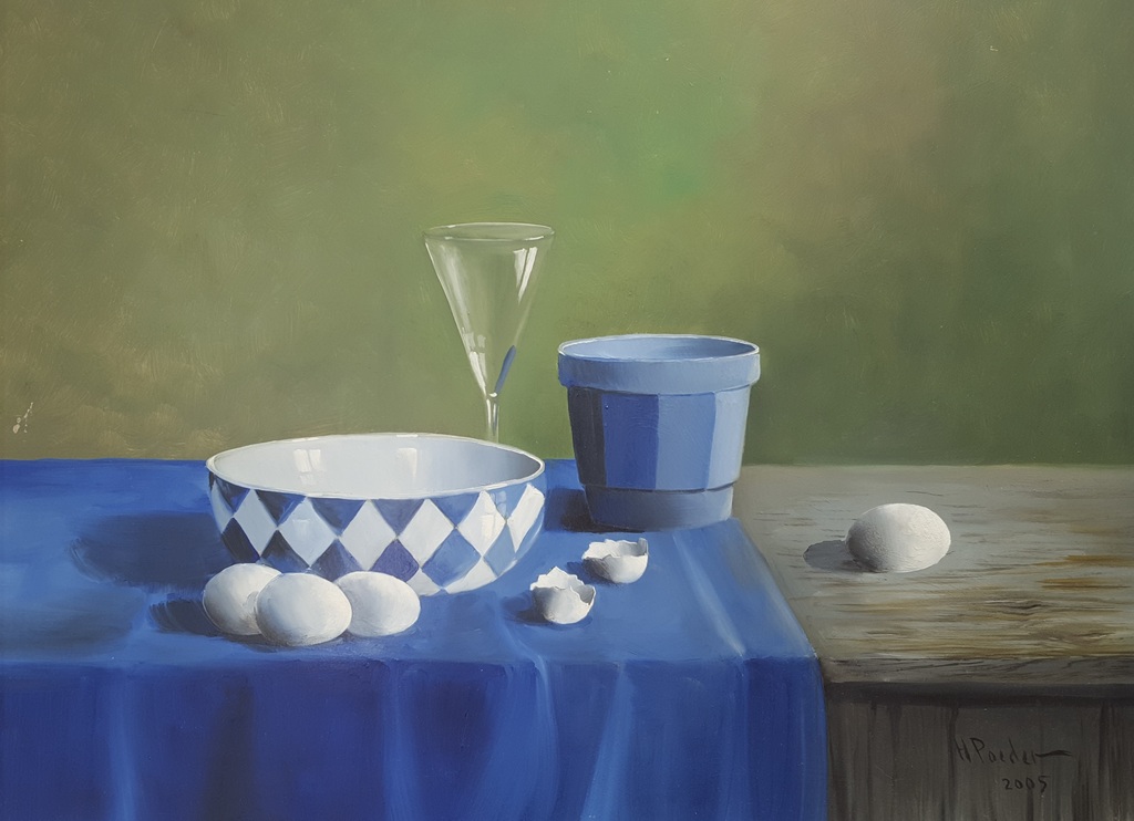 Henk Poeder (1964) - Paneel, gesigneerd rechtsonder en 2005 verkocht voor € 85!