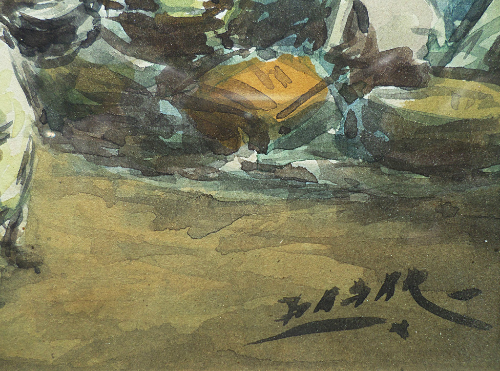 Basar - Indische markt, aquarel (ingelijst) kopen? Bied vanaf 40!