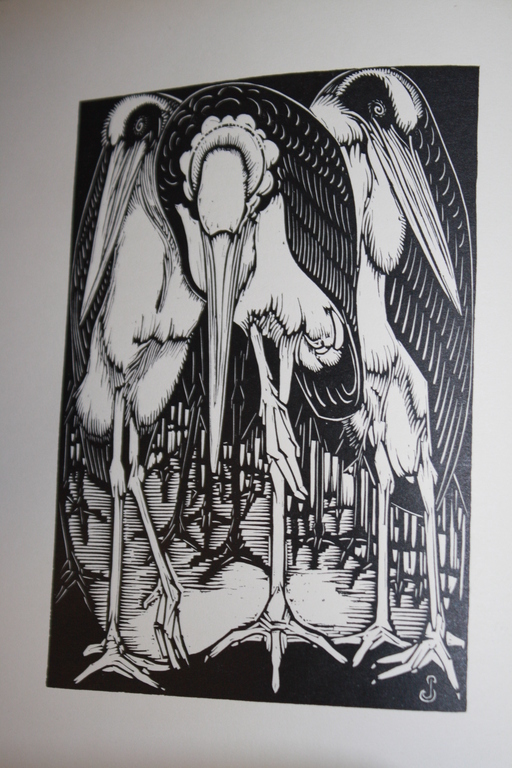 JAN SCHONK - ART DECO HOUTSNEDE 1926 -  MARABOES verkocht voor € 50!