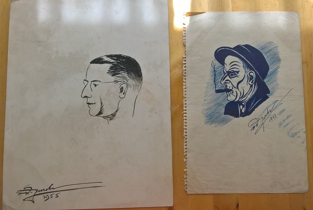 W Jurcka, twee tekeningen, twee portretten verkocht voor € 40!