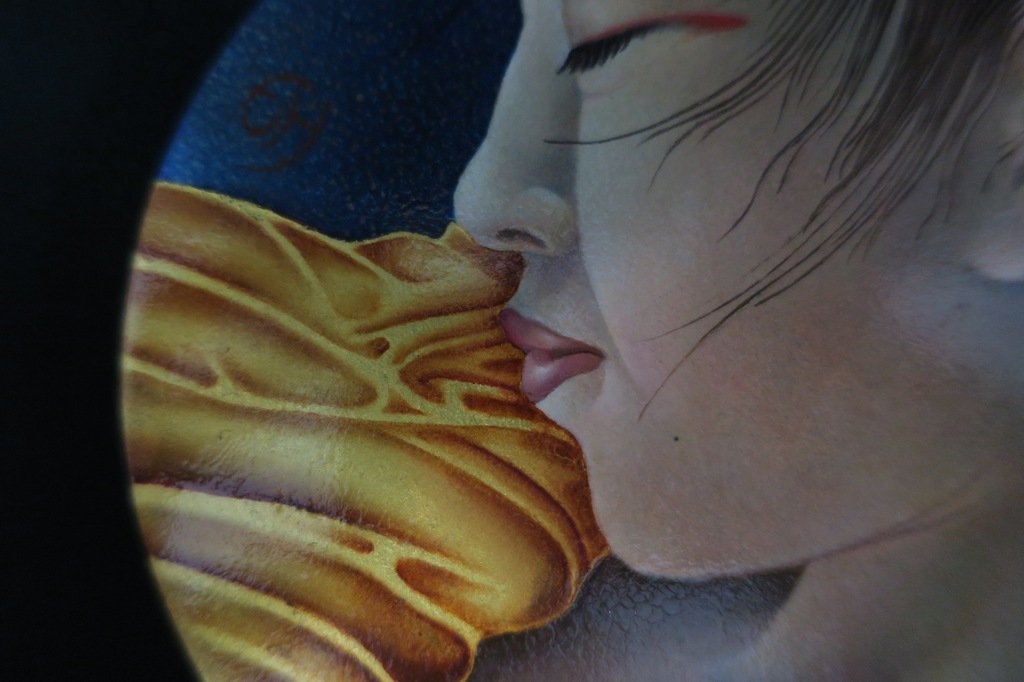 Frans van Hienen: Tempera en bladgoud op paneel, Dame en profil kopen? Bied vanaf 200!