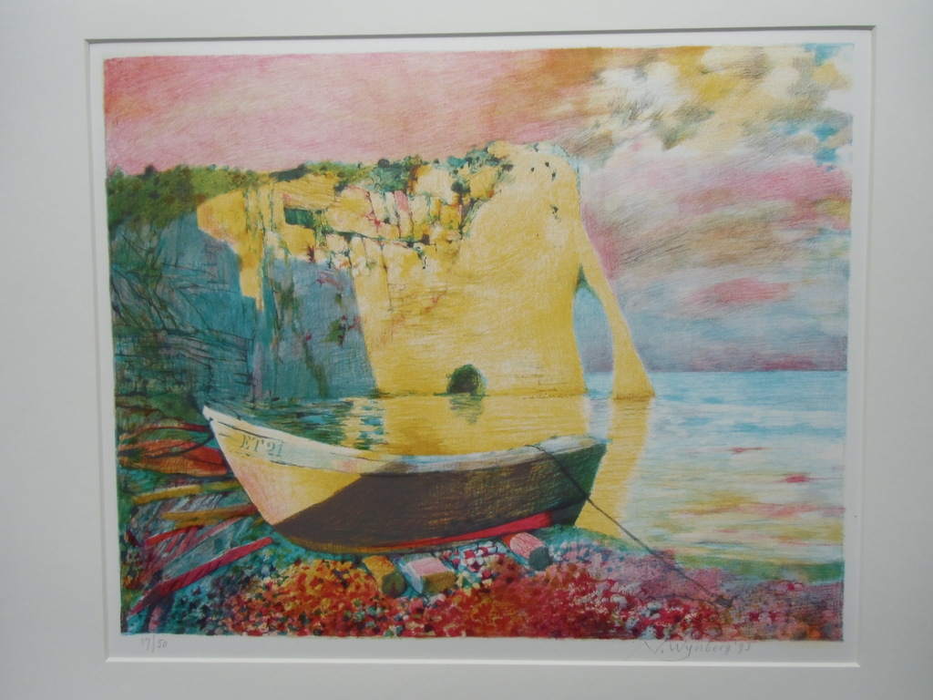 BOOT OP STRAND BRETAGNE / KLEURENLITHO VAN NICOLAAS WIJNBERG verkocht voor € 80!