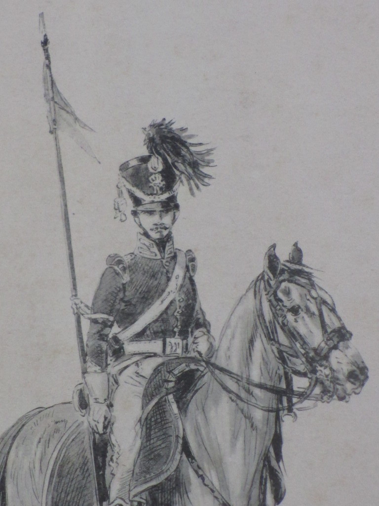 Monogram W.S. , Huzaar van Boreel te paard, Litho kopen? Bied vanaf 1!