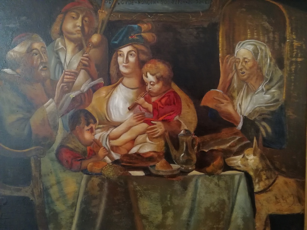 onbekend kunstenaar - olieverf op eiken paneel - familie samen zijn kopen? Bied vanaf 1!