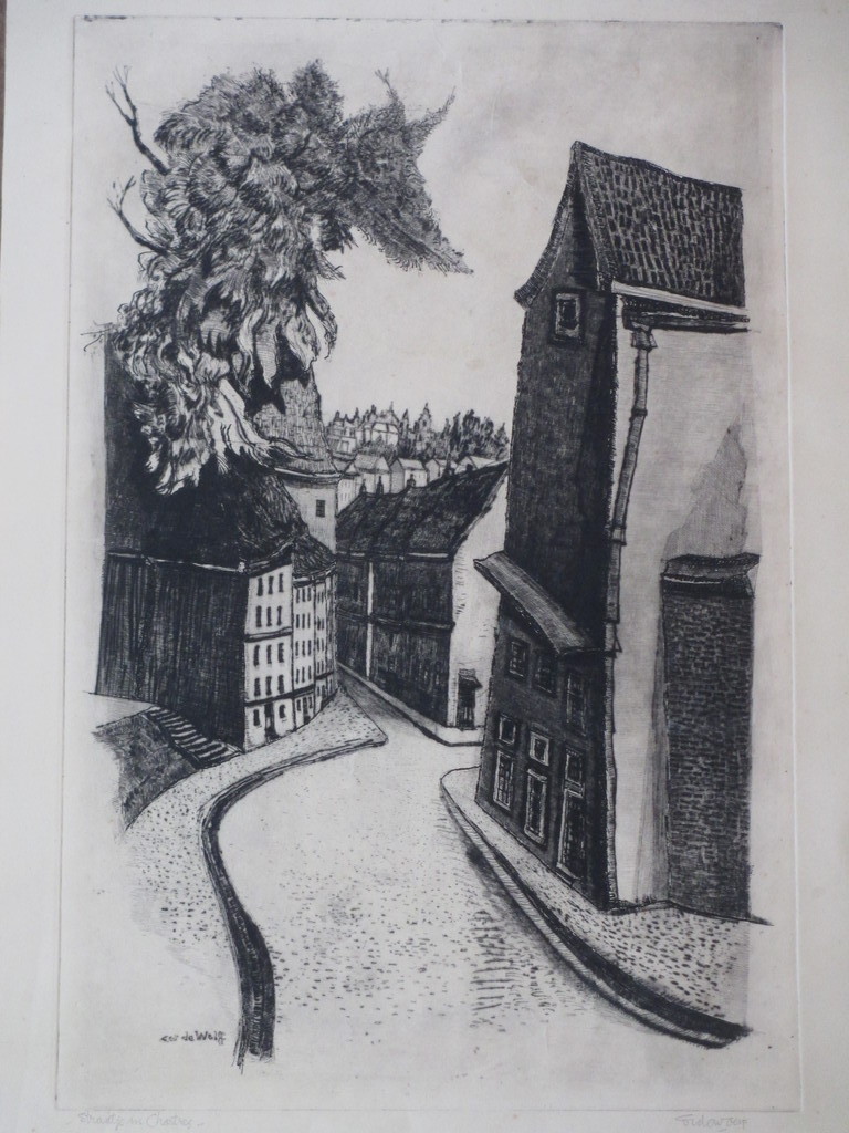 Cor de Wolff, Straatje in Chartres, Ets kopen? Bied vanaf 40!