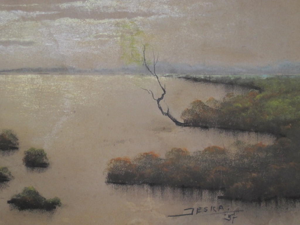 Jan Staats Kiewiet 1899-1977 "Hollands rivierlandschap" gesigneerd verkocht voor € 65!