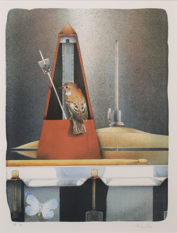 Ernst Hanke: Litho, Das Nest im Metronom - Ingelijst kopen? Bied vanaf 35!