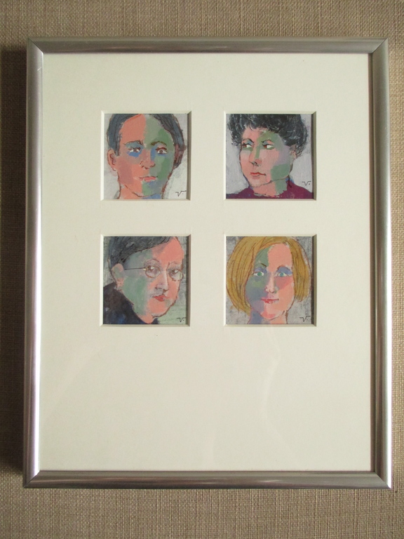 4 portretten gouache, ingelijst, Jan van der Veer Leiden kopen? Bied vanaf 10!