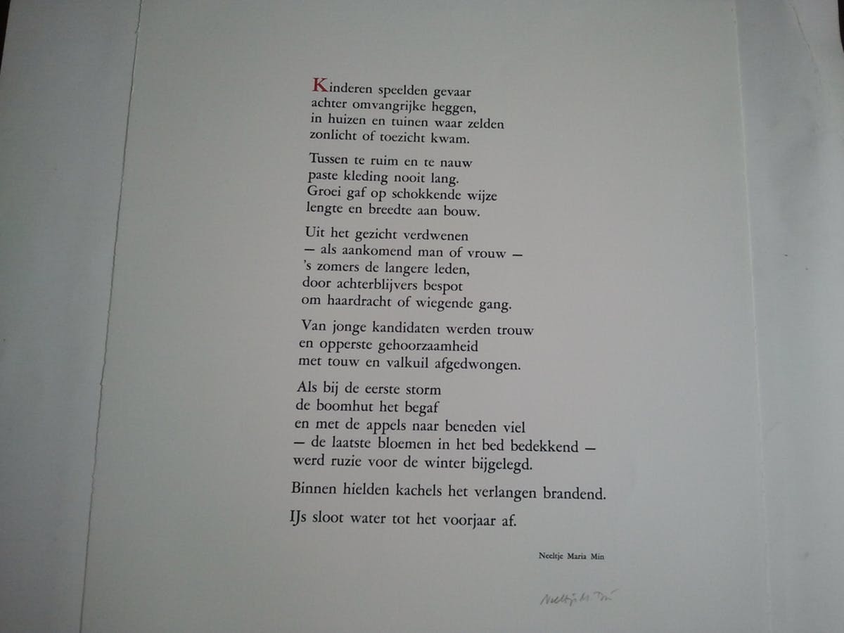 Neeltje Maria Min gedicht gesign verkocht! Bekijk de Neeltje Maria Min gedicht gesign verkocht! Bekijk de