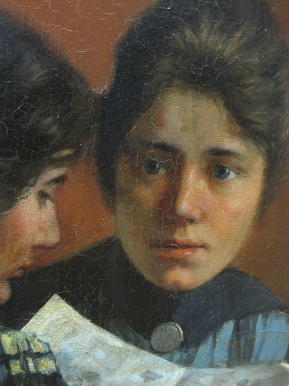 Amsterdams impressionisme ca. 1900 "2 dames aan tafel" onduid. gesigneerd  kopen? Bied vanaf 1!