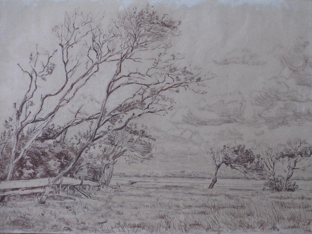 Pieter de Zwart, Windrijk landschap, Tekening kopen? Bied vanaf 1!