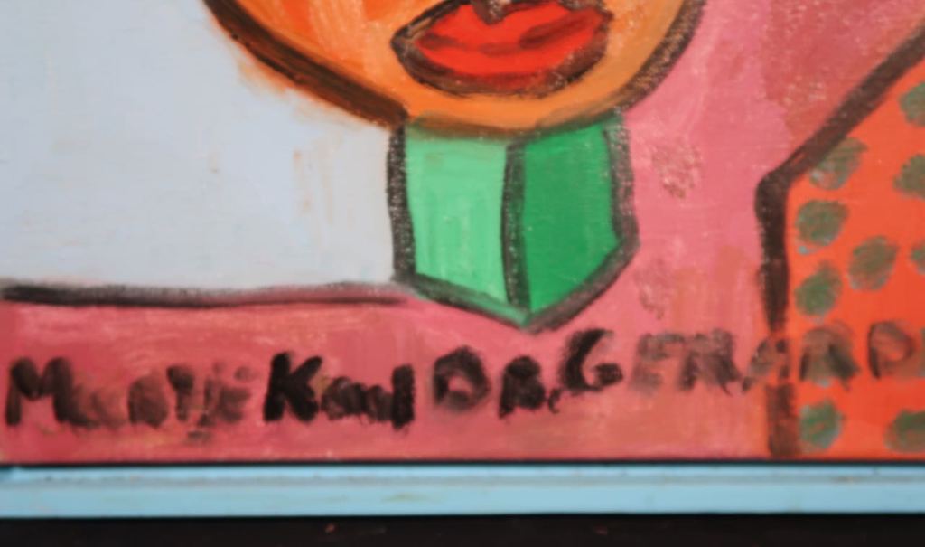 Meertje Kaal: Olieverf en collage op doek, Dr. Gerard - Ingelijst kopen? Bied vanaf 1!