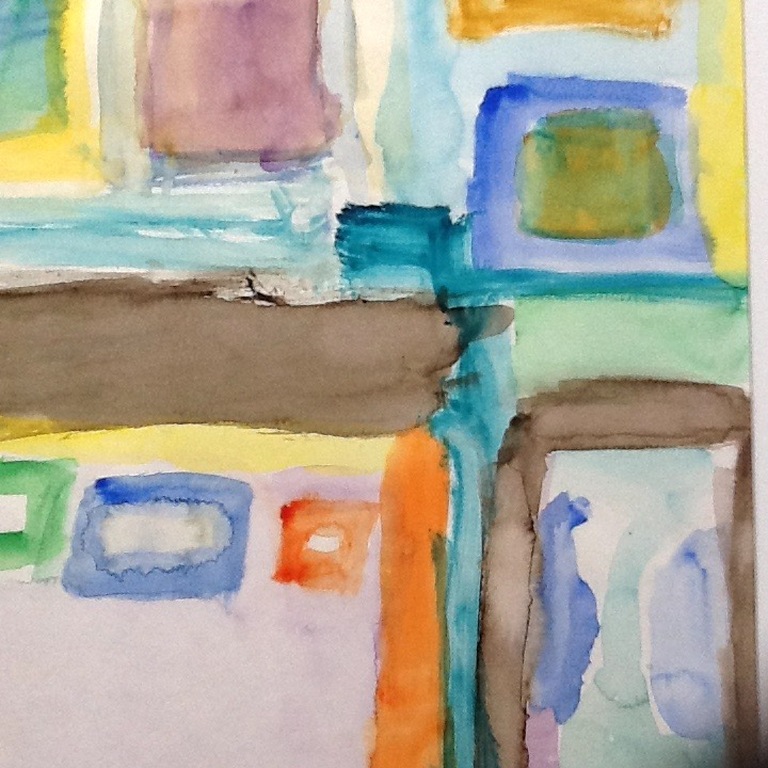 grote moderne aquarel in passe-partout kopen? Bied vanaf 1!