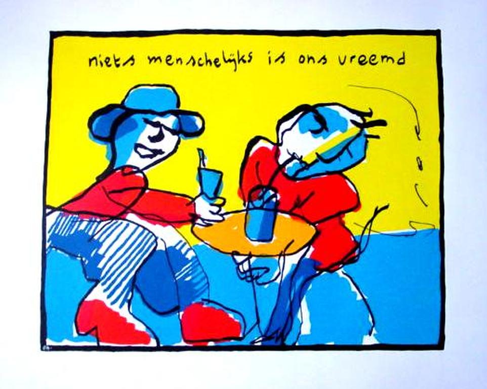 HERMAN BROOD, grote gelimiteerde en handgesign. zeefdruk 'Niets menschelijks ..' kopen? Bied vanaf 1!