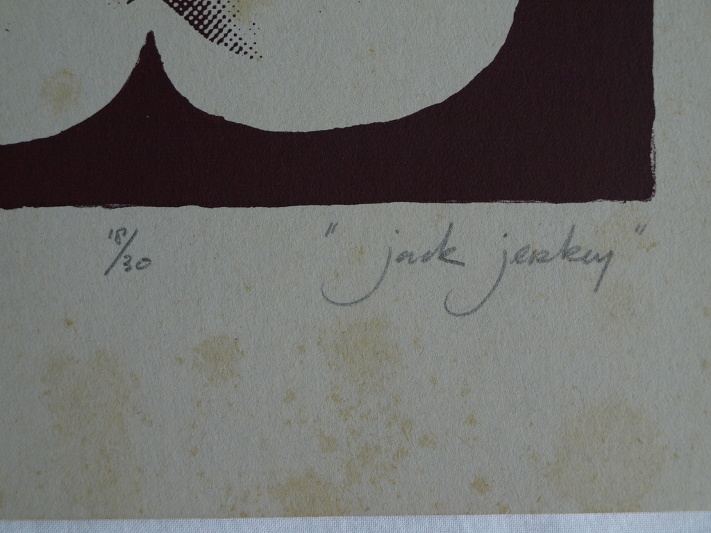 Onduidelijke signatuur :  Zeefdruk ,  Jack Jerkey – 1991 - oplage 30 ex.  kopen? Bied vanaf 1!